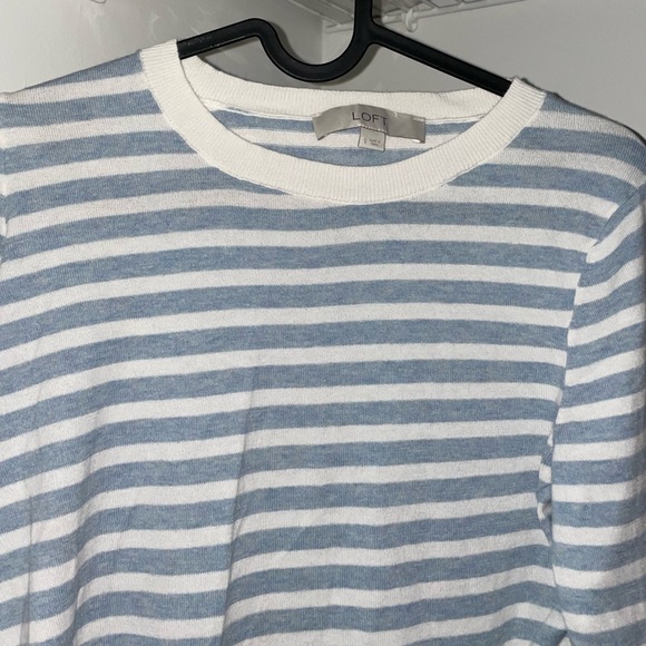 LOFT striped crossover hem sweater EUC - Picture 3 of 4